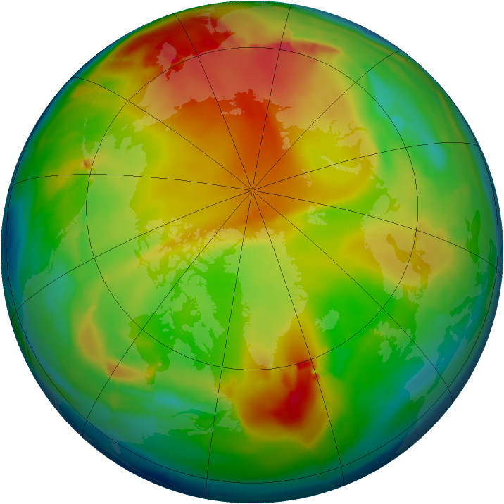 Arctic ozone map for 04 January 2015